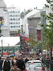 Centrum Reykjavíku na svátek 17.&nbsp;června