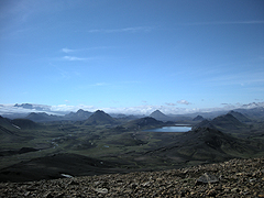 Trek Laugavegurinn - tam někde v dálce je Þórsmörk