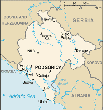 Politická mapa Černé Hory