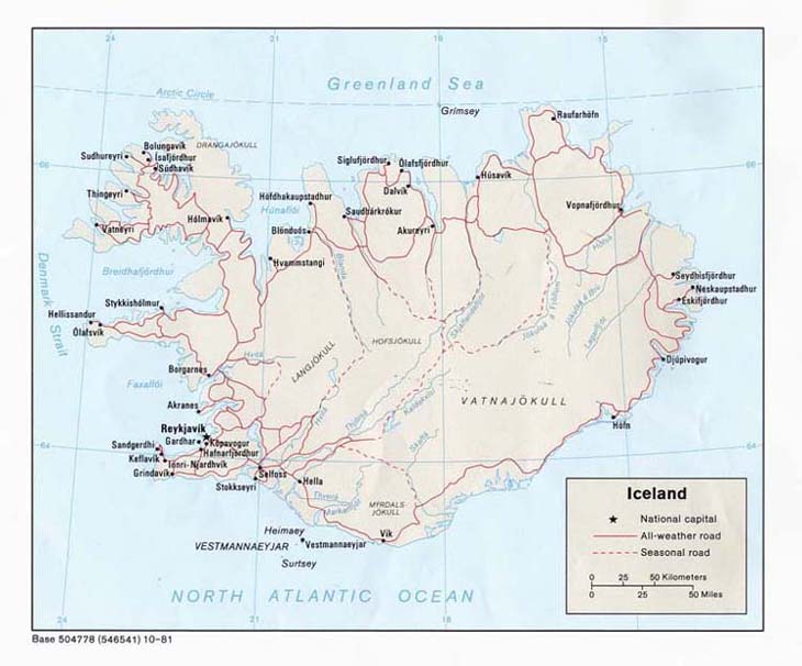 Politická mapa Islandu