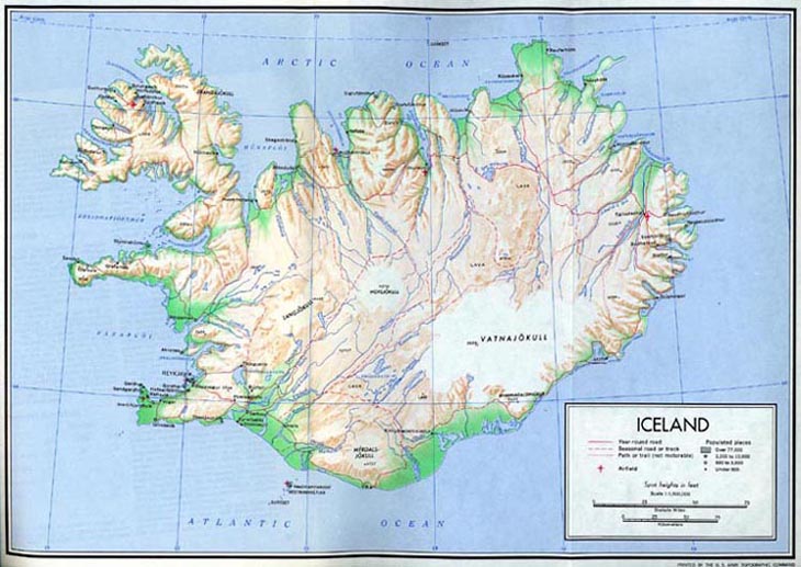 Mapa reliéfu Islandu