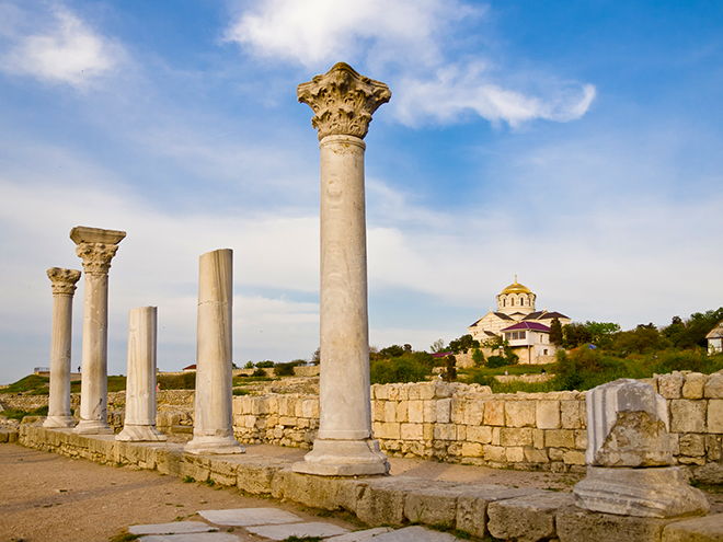 Pozůstatky starověkého města Chersonesos