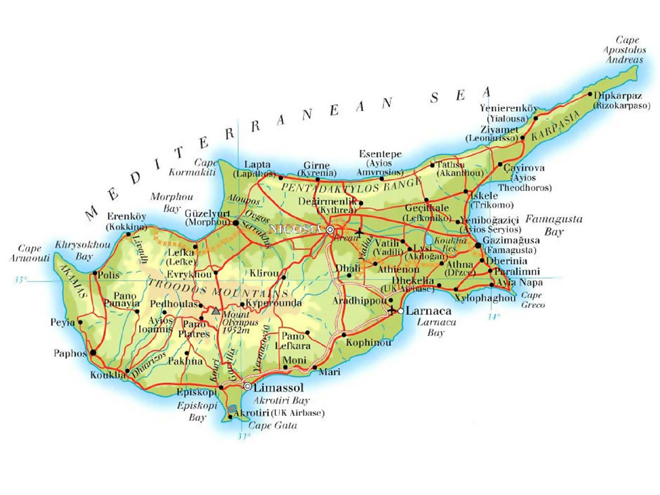 Hlavní silniční spoje na Kypru