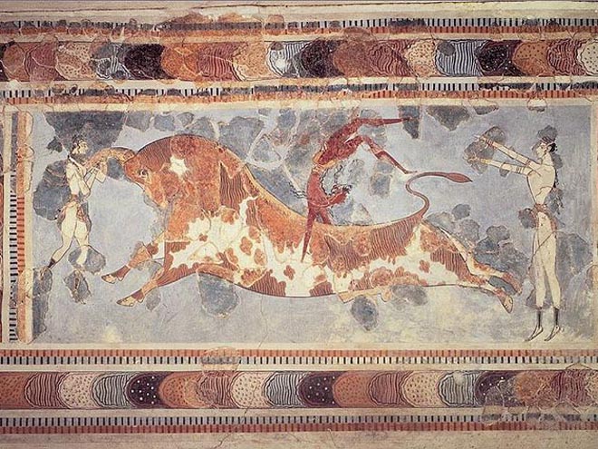Mínojské umění, nástěnná malba z paláce v Knossu