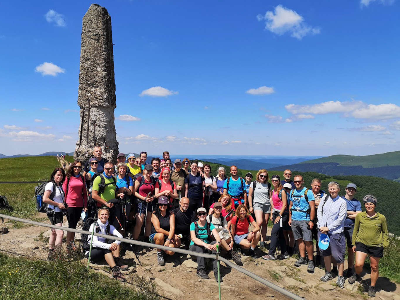 Hromadná fotka na vrcholu hory Wielka Rawka (1 307 m)