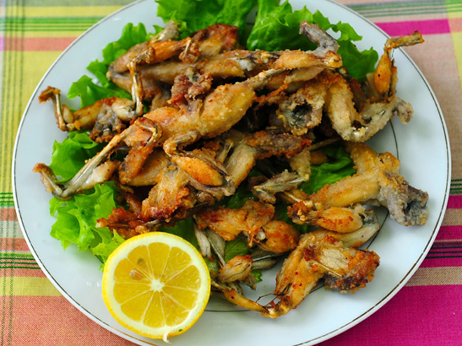 Součástí albánské kuchyně jsou i žabí stehýnka