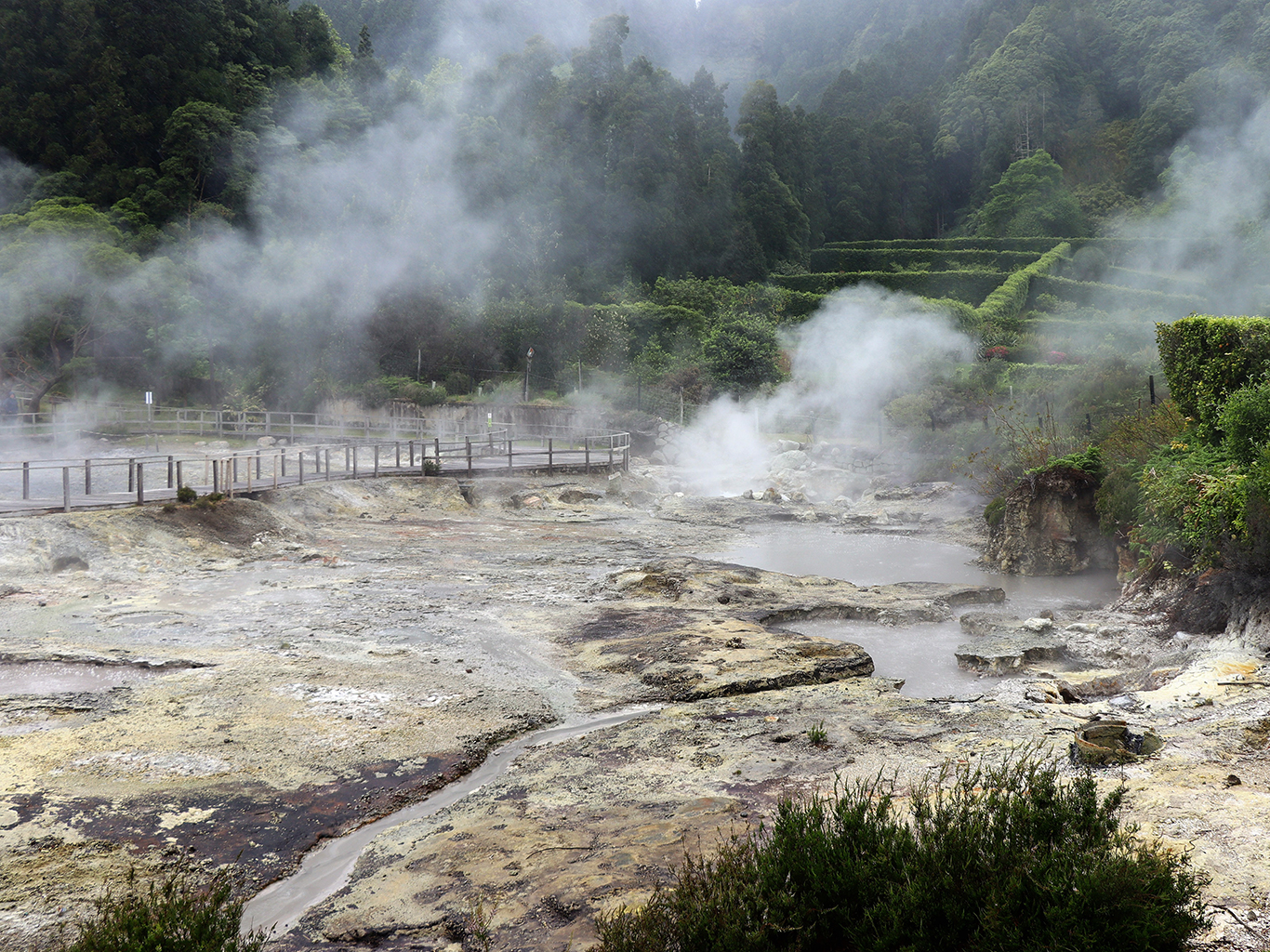 Údolí Furnas je plné geotermální aktivity