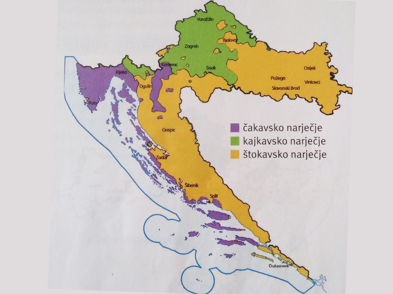 V Chorvatsku se nářečí zjednodušeně rozlišují podle slova „co – što“ 