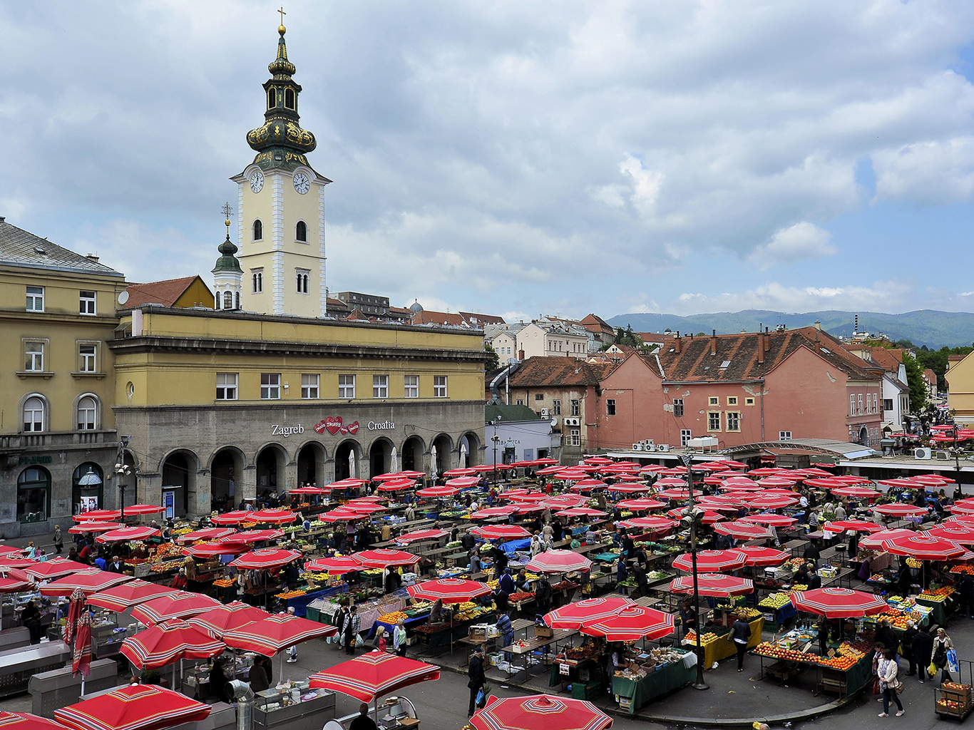 Červený deštník je symbolem Záhřebu 