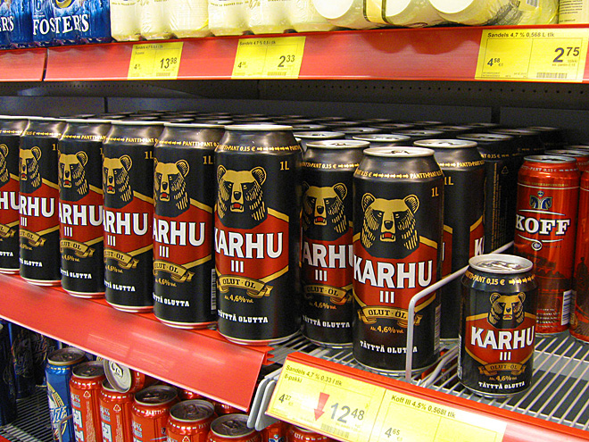Oblíbený světlý ležák ve Finsku je pivo Karhu