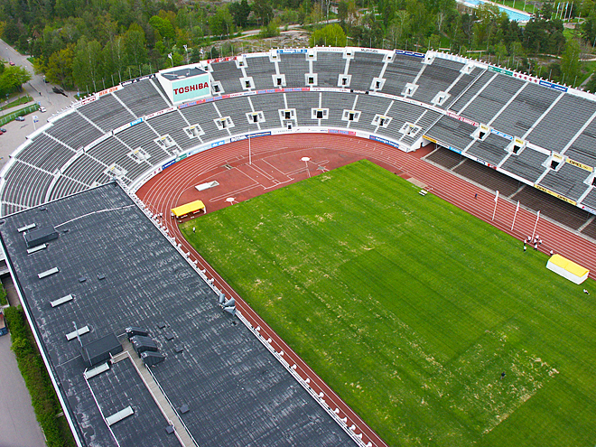 Olympijský stadion při pohledu z vyhlídkové věže