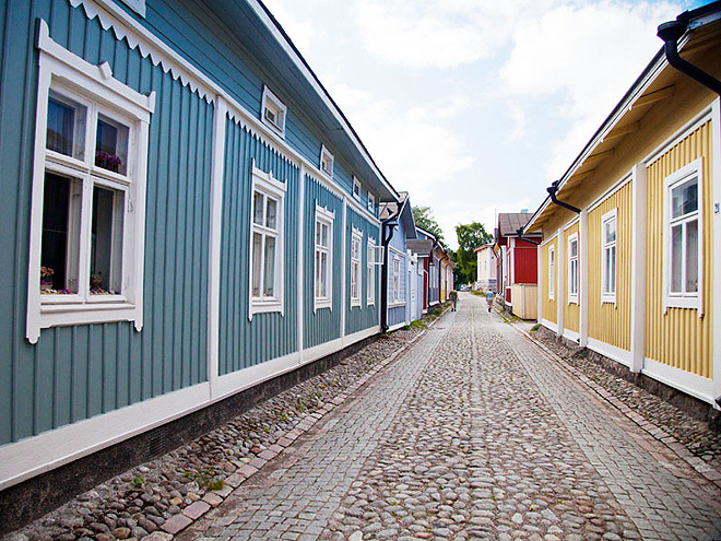 Dřevěné domy ve městě Rauma