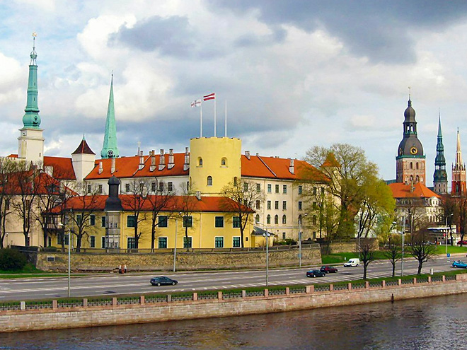 Hrad, na němž dnes sídlí lotyšský prezident