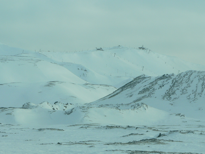 Lyžařské středisko Bláfjöll (Modré kopce) nedaleko Reykjavíku