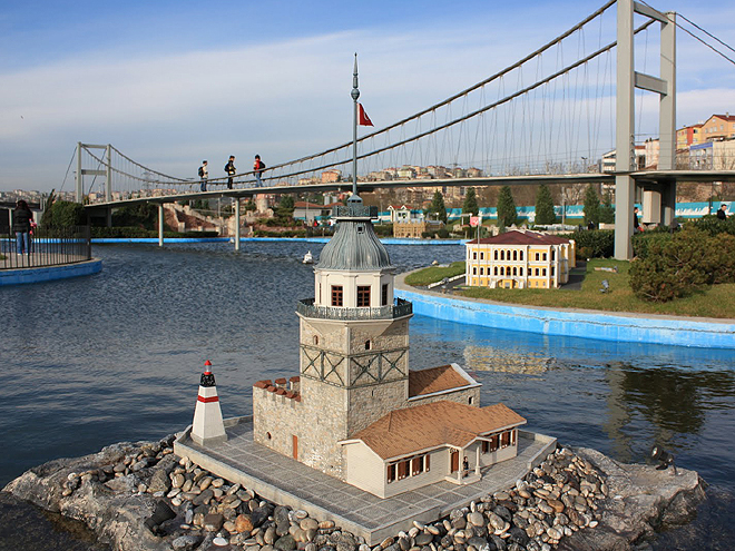 Model mostu přes Bospor v parku Miniatürk