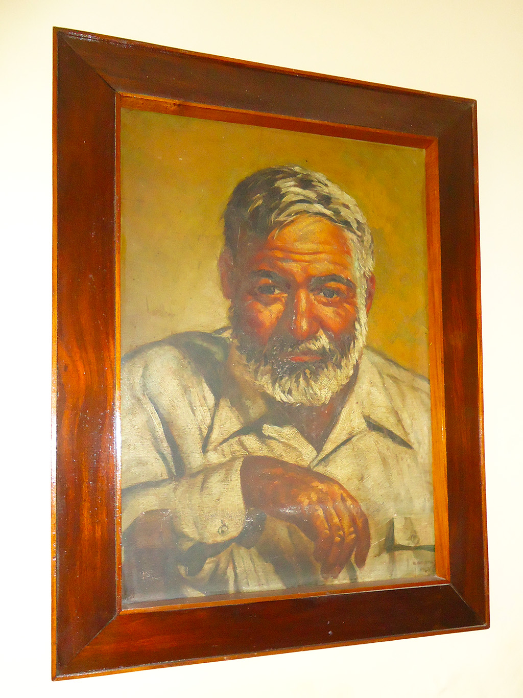 Obraz Ernesta Hemingwaye v restauraci v Cojímaru