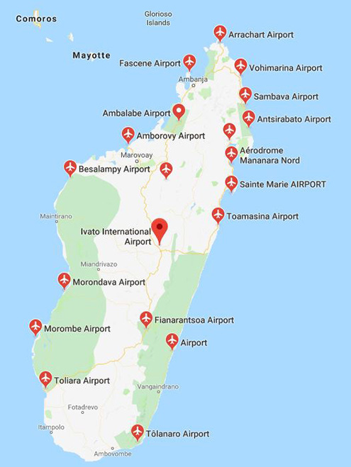Hlavní vnitrostátní letiště na Madagaskaru