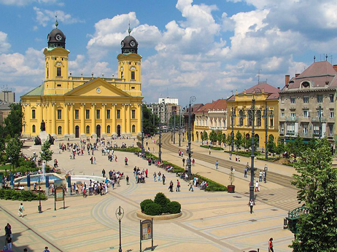 Náměstí v maďarském městě Debrecen