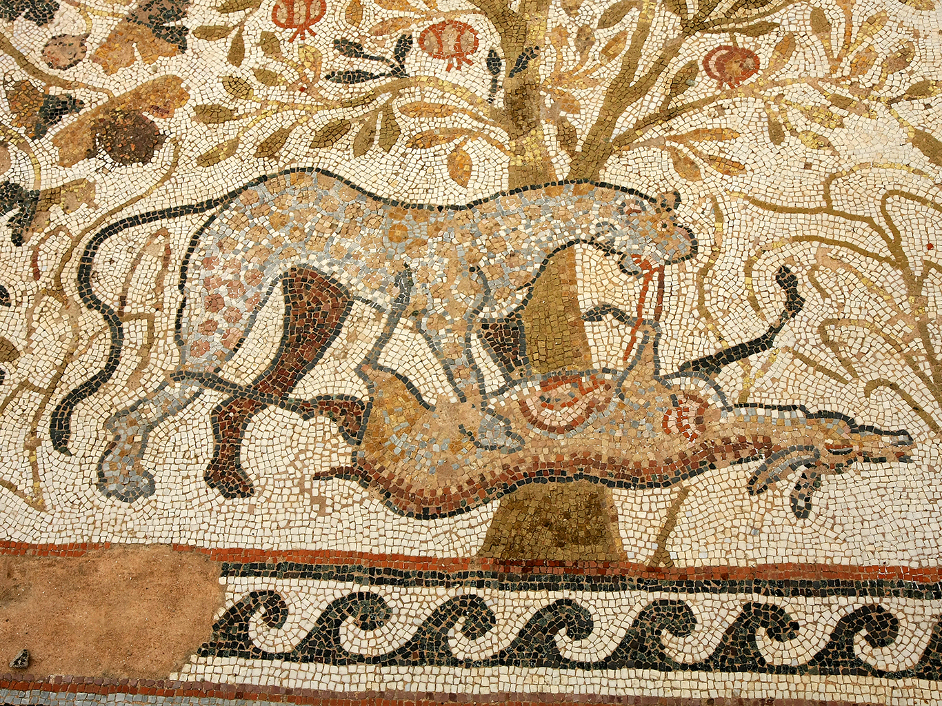 Detail dochované mozaiky v Heraclee 