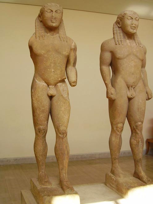 Archaické umění, sochy dvou bratrů (Muzeum v Delfách)