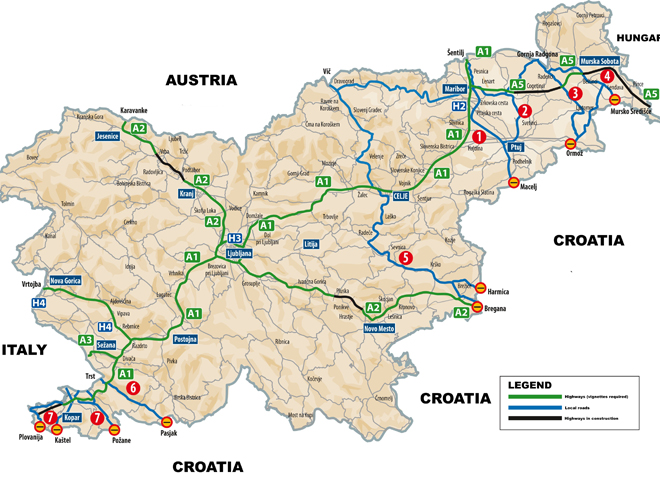 Hlavní dálniční tahy ve Slovinsku