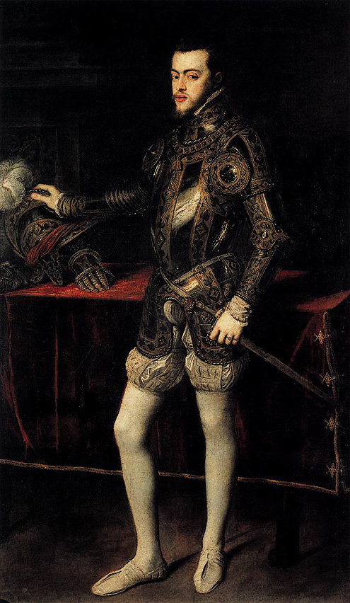 Portrét Filipa II. od italského malíře Tiziana z r. 1551, Muzeum Prado