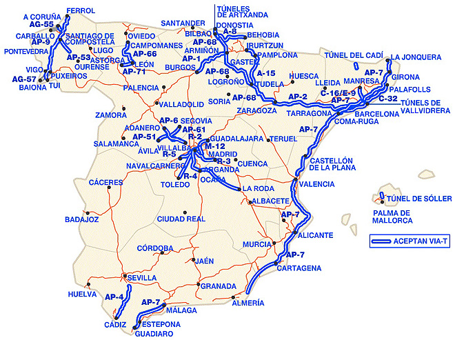 Zpoplatněné dálniční úseky ve Španělsku