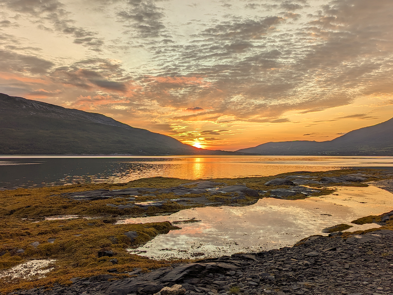 Západ slunce v NP Abisko