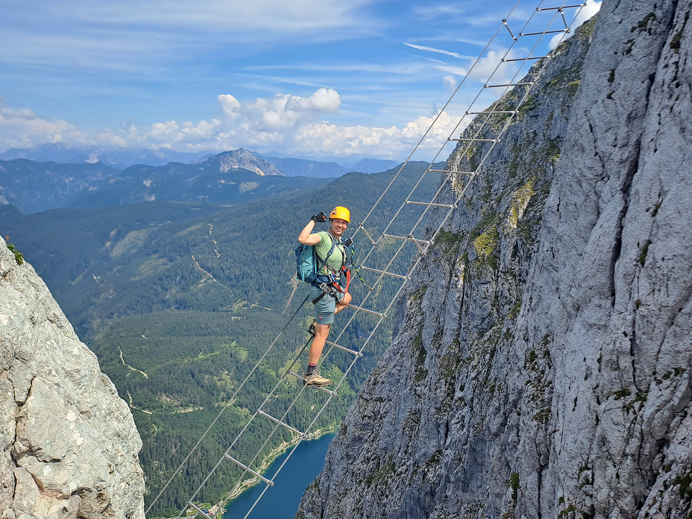 Slavný 40metrový žebřík spojuje vrcholy Kleiner a Großer Donnerkogel