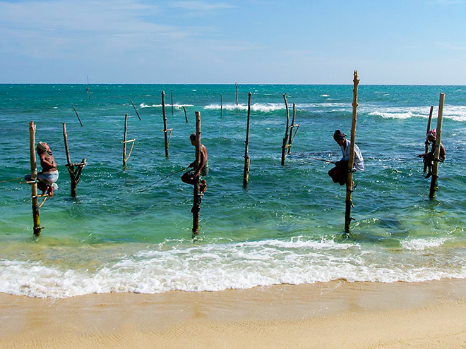Tradiční styl rybaření srílanských rybářů