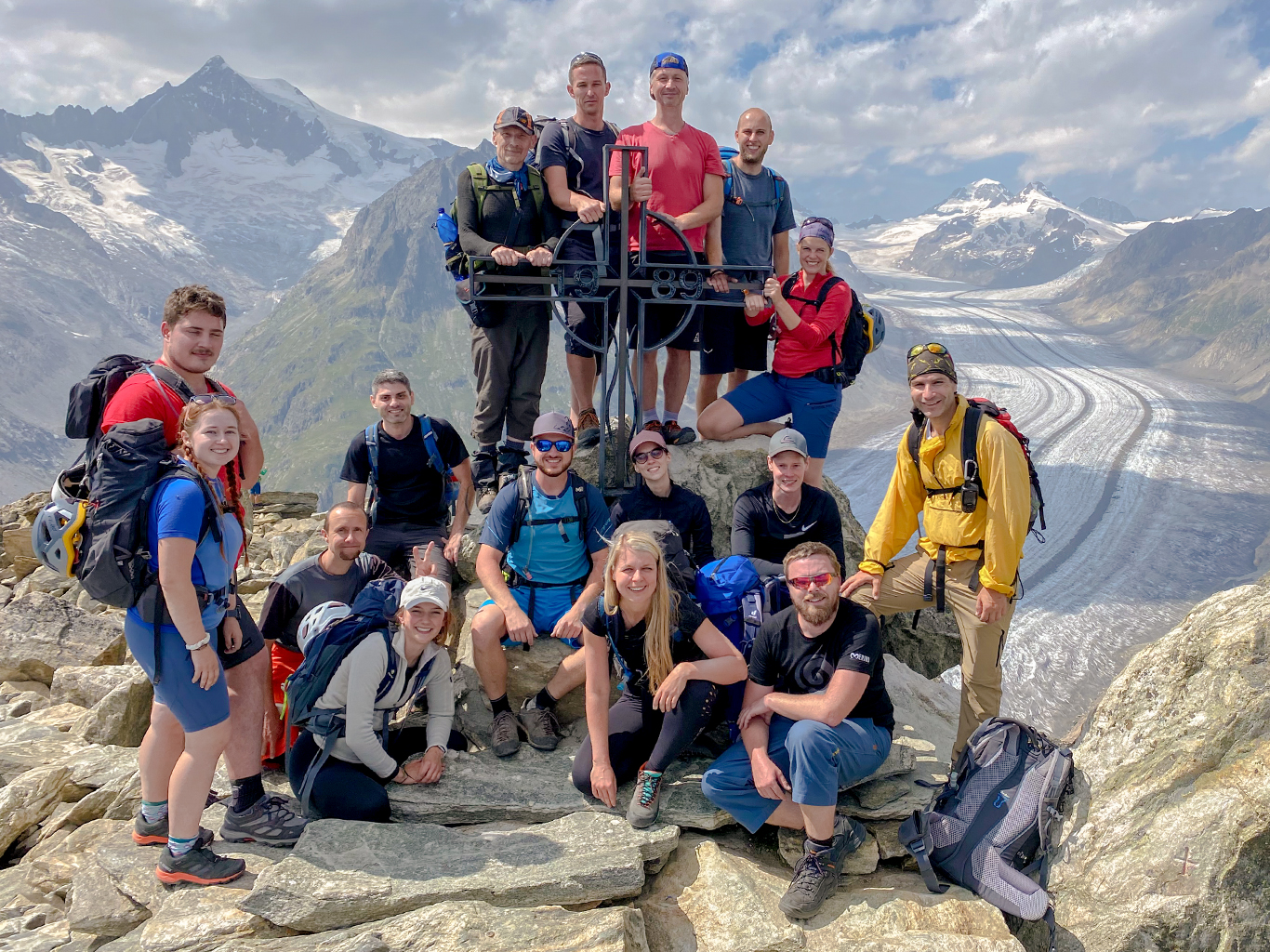 Vrcholové foto po zdolání ferraty Eggishorn