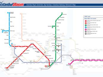 Mapa čtyř istanbulských linek metra