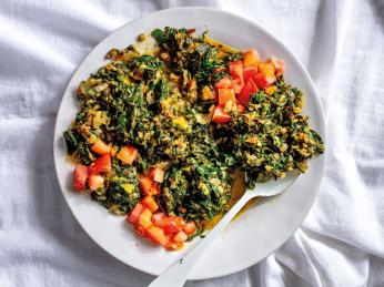 Listová zelenina morogo (imfino) se hojně používá v afrikánské kuchyni