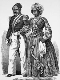 Král Radama II. se svou ženou Rabodo (později vládla pod jménem Rasoherina)