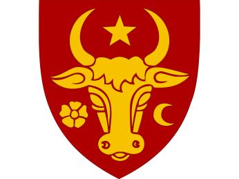 Historický znak Moldavského knížectví se zubrem z&nbsp;legendy o&nbsp;jeho založení 