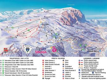 Mapa lyžařského areálu Sinaia, který patří mezi nejvyhlášenější v Rumunsku