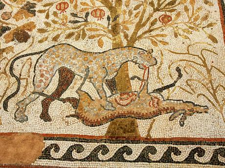 Detail dochované mozaiky v Heraclee 