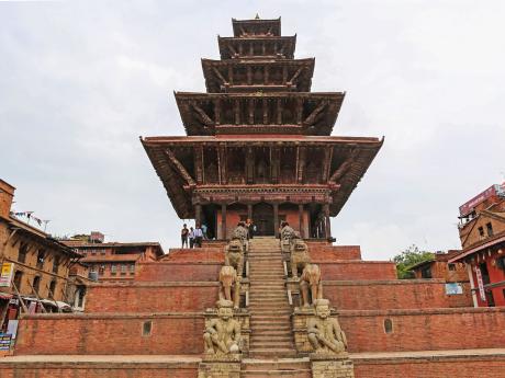 Pětistupňová pagoda Nyatapola v Bhaktapuru zasvěcená bohyni Lakšmí 
