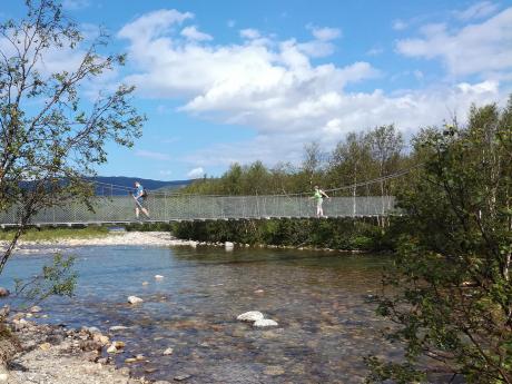 Občas vede cesta v NP Stabbursdalen i přes lávku