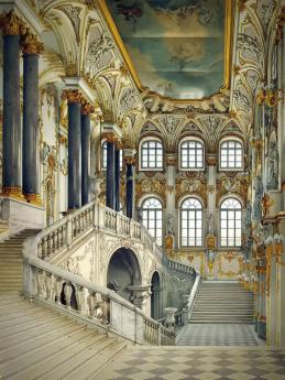 Bohatě zdobený interiér Zimního paláce v Petrohradě