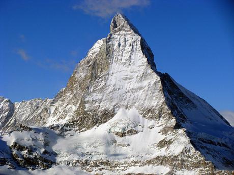 Hora Matterhorn je s výškou 4 478 m sedmou nejvyšší horou Alp