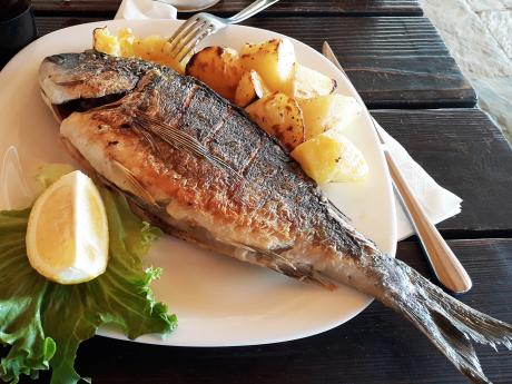 Čerstvě ulovená grilovaná ryba nesmí na albánském talíři chybět