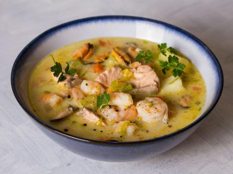 Seafood Chowder - hustá polévka s mořskými plody