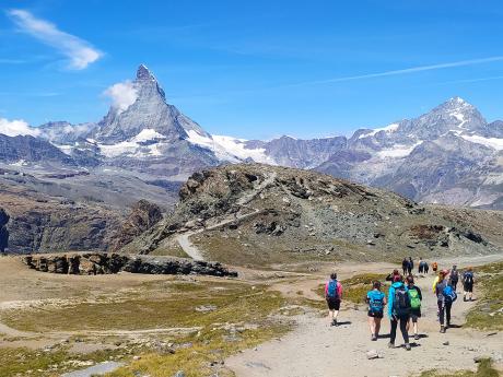 Pohled na Matterhorn při cestě z Gornergratu do Zermattu