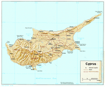 Mapa reliéfu Kypru ke stažení