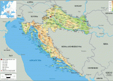 Mapa reliéfu Chorvatska ke stažení